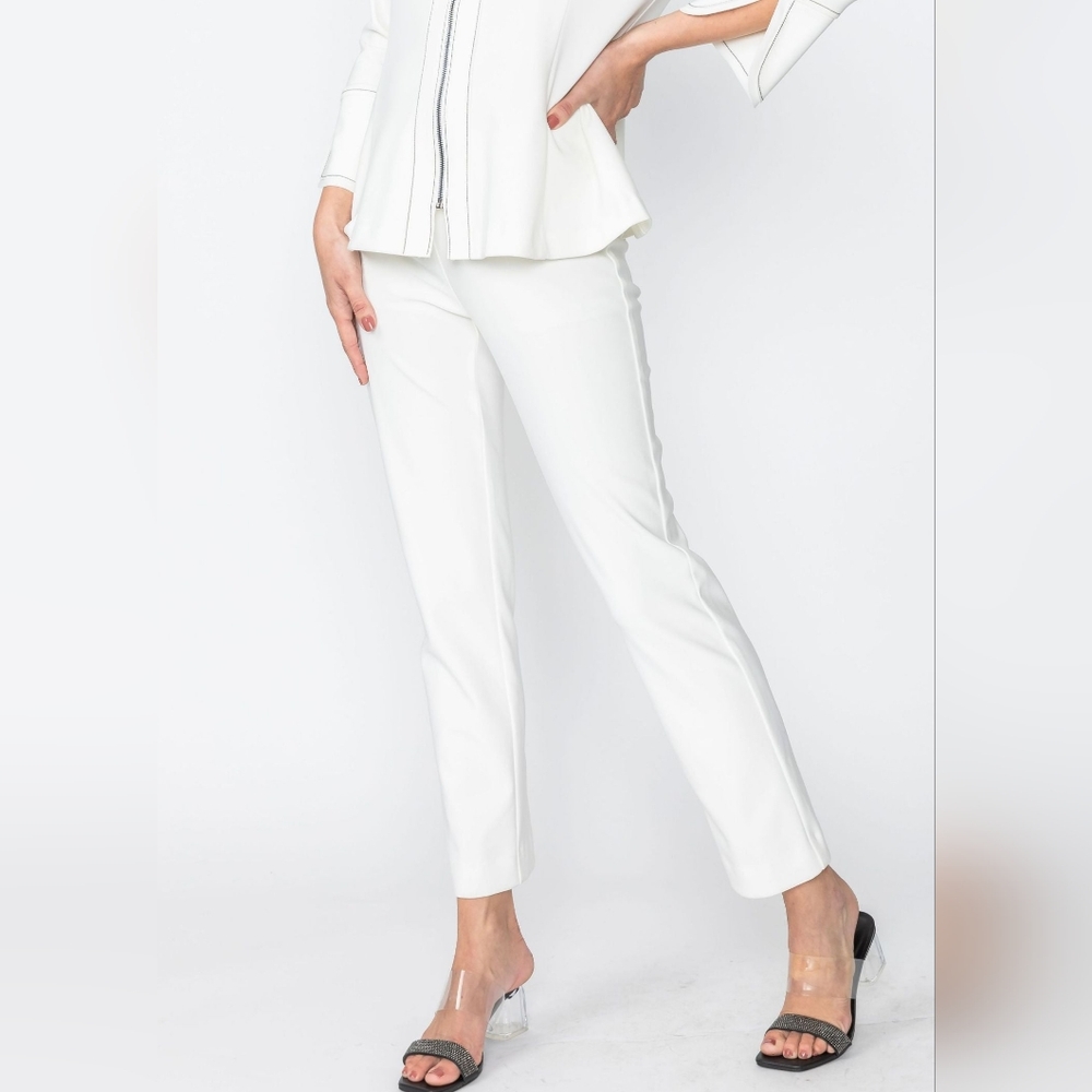 NWT IC COLLECTION White, Back Bottom Split Straight, Lined Pants (4364PX) SZ 1X
